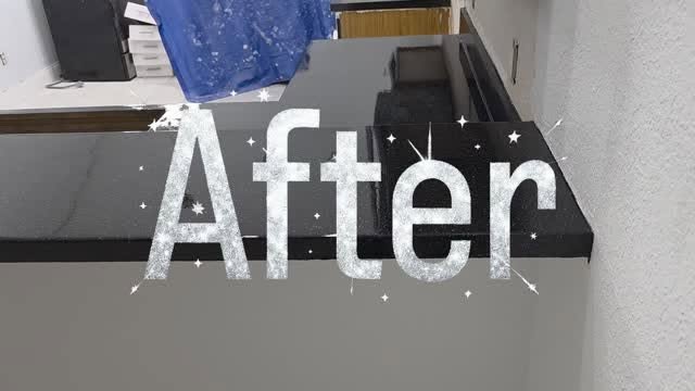 Dark refinished countertop after Sunshine Refinishing Pros completed the project